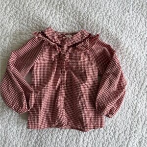 Red Gingham Girl's Zara Shirt Blouse EUC